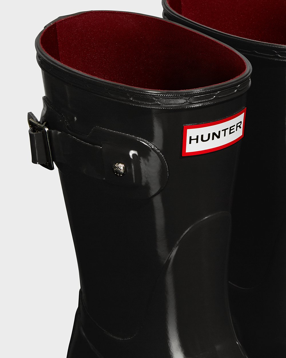 Womens Short Rain Boots - Hunter Original Gloss (27JQSWNHD) - Black